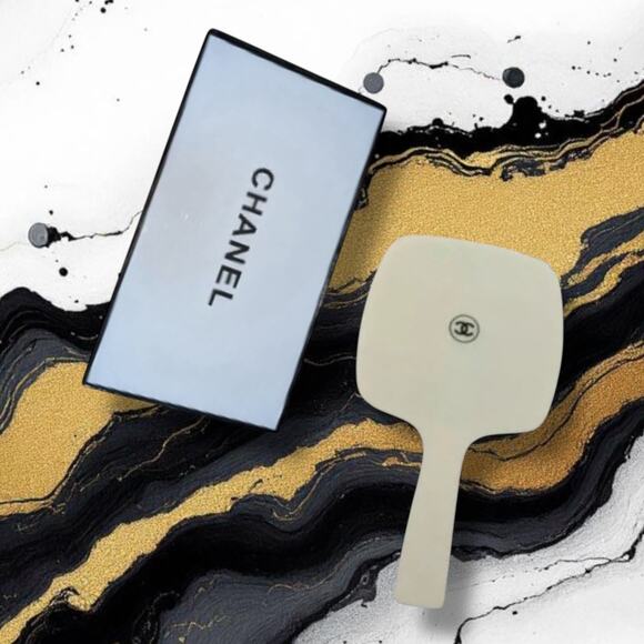 Brand New Handheld White & Black Chanel Mirror - Picture 1 of 2